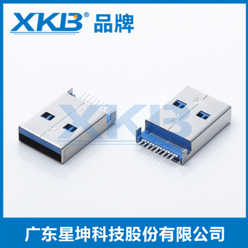 供应香港星坤USB3.0焊线蓝胶超高速连接器接口 数据线电脑A公头