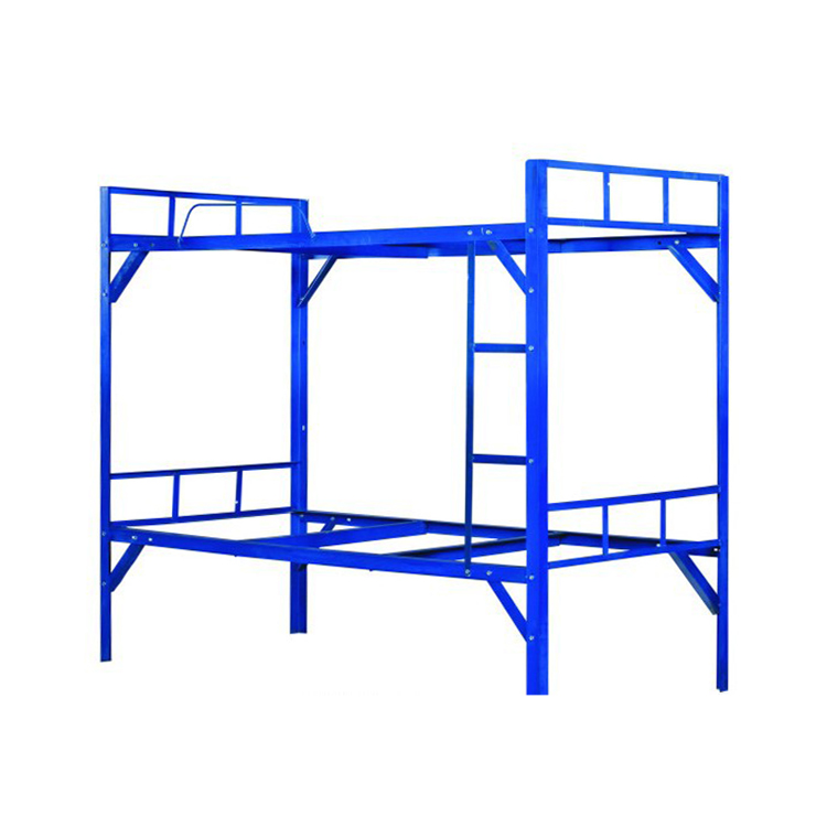 厂家直销员工宿舍铁架床 全厚上下铺双层角铁床 工人蓝色铁架床