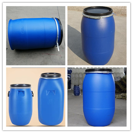 160升开口铁箍桶厂家全新料蓝色塑料桶-160l抱箍圆口桶