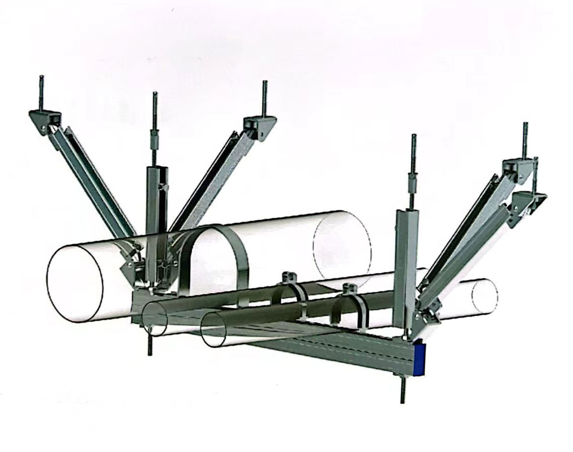 多水管侧向+纵向抗震支架