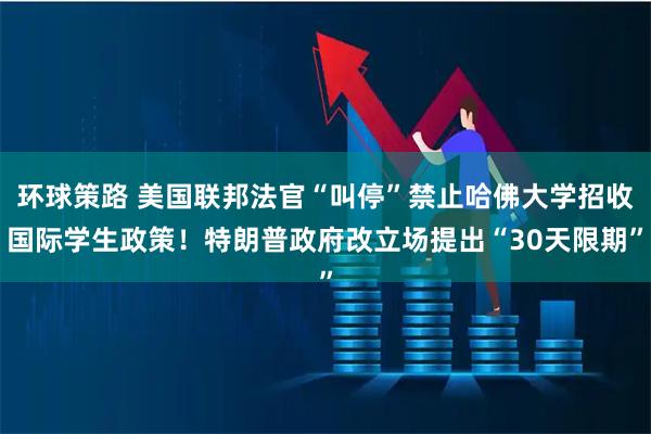 环球策路 美国联邦法官“叫停”禁止哈佛大学招收国际学生政策！特朗普政府改立场提出“30天限期”